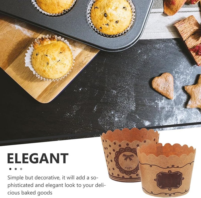 Greaseproof Kraft Paper Baking Cups 100pcs High Temperature Resistant Disposable Muffin Liners - Image 3